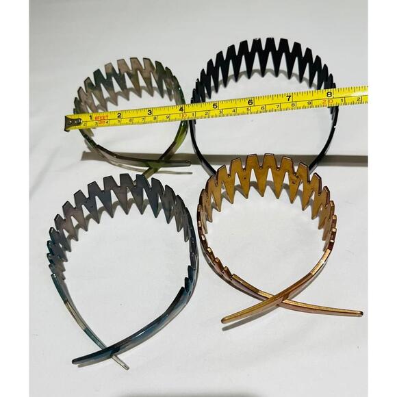 Zigzag Resin Headbands Blue Black Orange Green Made in France Set of 4 main image 5